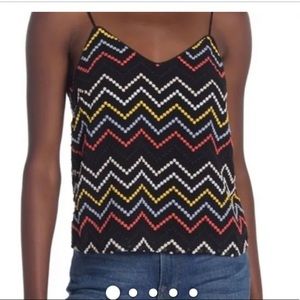WAYF‎ Chevron Dot Embroidered rainbow spaghetti strap Tank top size small